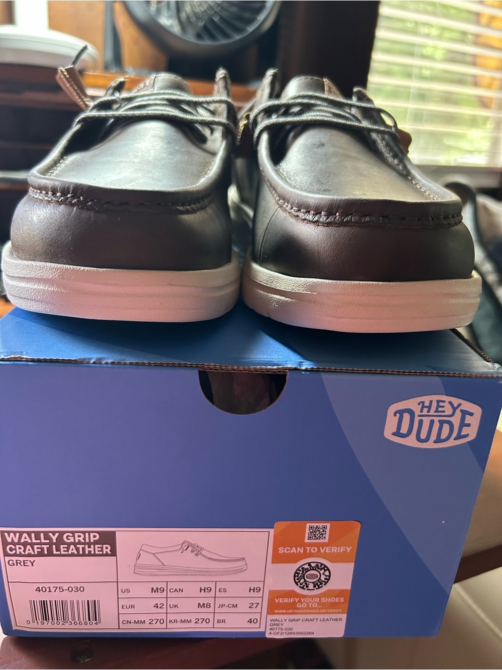 Hey Dude Wally Grip Craft Leather Boat Shoes - Brown with White Sole